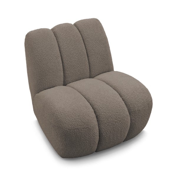 Fotoliu taupe cu tapițerie din țesătură bouclé Janissaire – Bobochic Paris-image-4