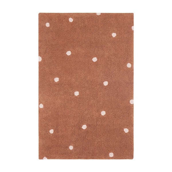 Covor pentru copii cărămiziu lavabil/țesut manual din bumbac 100x150 cm Mini Dot Chestnut – Lorena Canals
