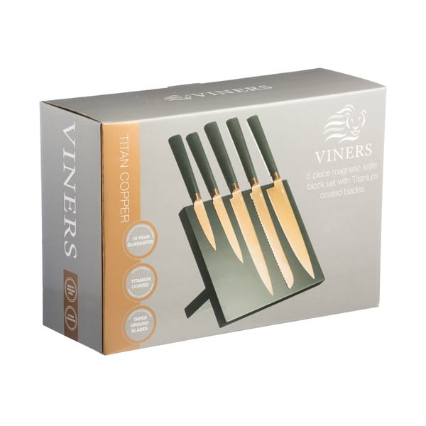 Set 5 cuțite cu suport Titan Copper-image-1
