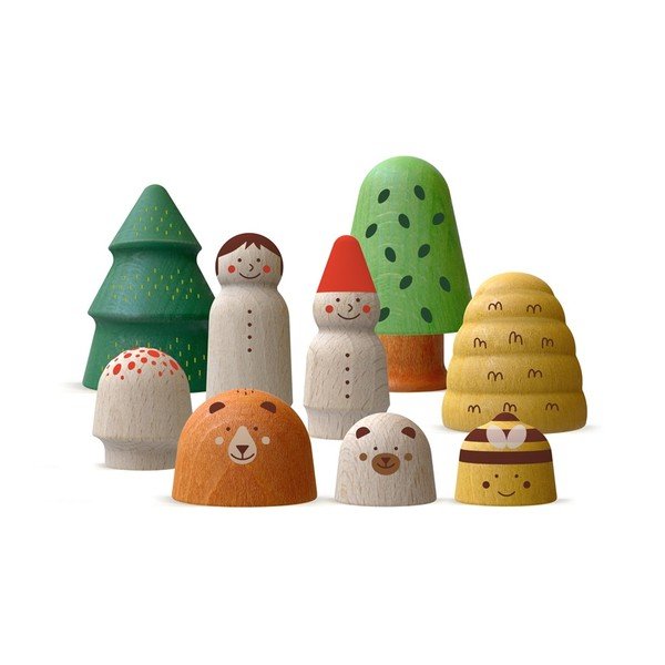 Joc creativ cu figurine din lemn Londji În pădure