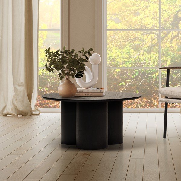 Măsuță de cafea neagră rotundă ø 80 cm Lua – MOME-image-1