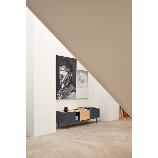 Comodă TV gri antracit-natural cu aspect de lemn de stejar 180x45 cm Otto – Teulat-image-1