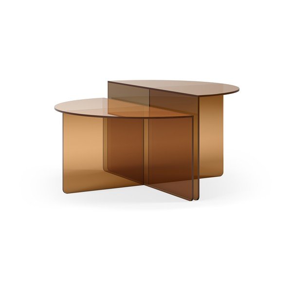 Măsuțe de cafea maro 2 buc. rotunde din sticlă ø 80 cm Velta – MOME