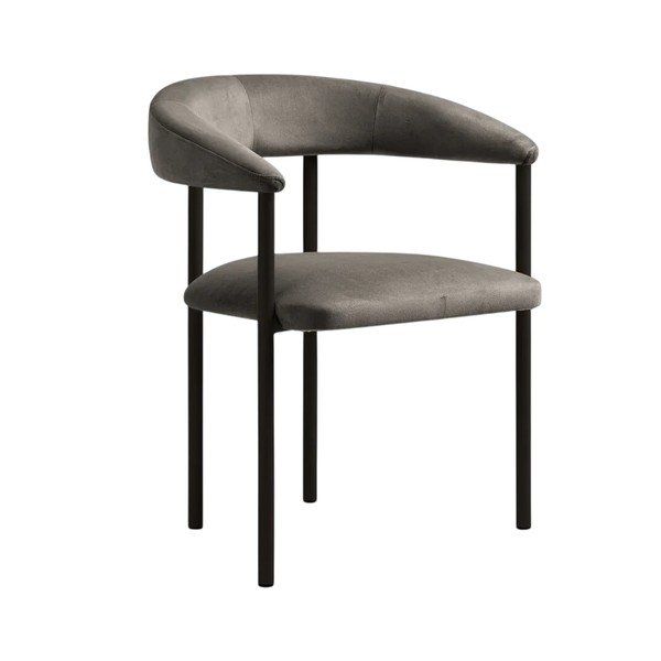 Scaun de living negru/gri cu cotiere tapițat Lea – Micadoni 
