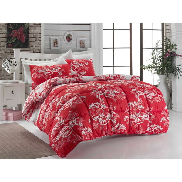 Cuvertură matlasată pentru pat matrimonial Bonsai Red, 195x215 cm