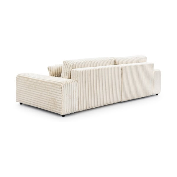 Colțar crem extensibil, cu spațiu de depozitare, cu tapițerie din catifea reiată  (cu colț pe partea stângă) Sarina – Ropez-image-3