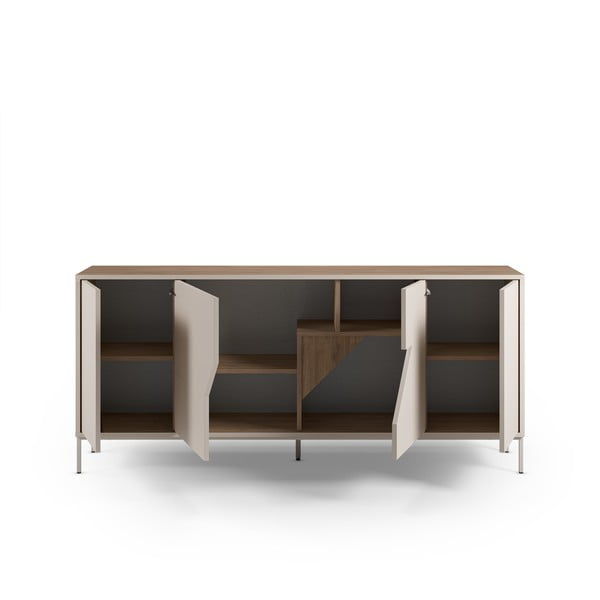 Comodă crem/în culoare naturală cu aspect de lemn de stejar 180x80x40 cm Lilou – Marckeric-image-4