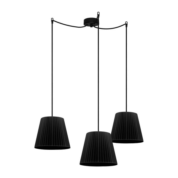 Lampă de tavan triplă Bulb Attack Dos Plisado, ⌀ 24 cm, negru