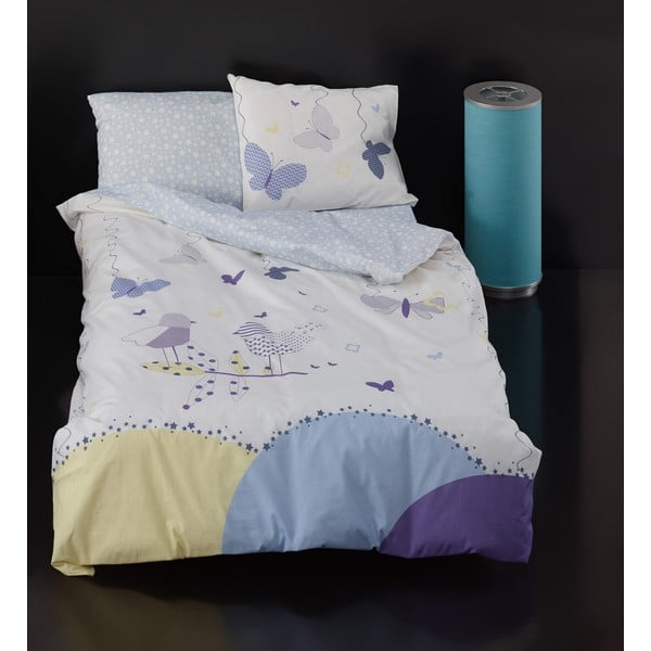 Lenjerie pat cu cearșaf pentru copii Florrie, 100x150 cm