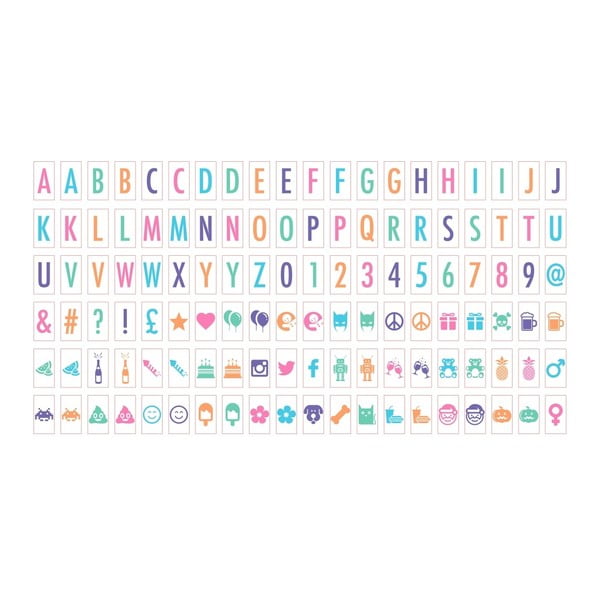 Set 120 caractere pentru cutia luminată Gingersnap colored Letters