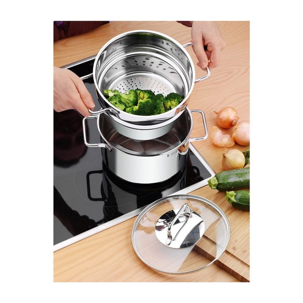Oală din oțel inoxidabil pentru gătit la aburi, cu capac, WMF Cromargan® Mini, ⌀ 16 cm-image-3