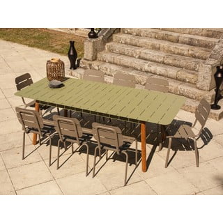 Set de dining pentru grădină verde/maro din metal pentru opt persoane Alicante - Ezeis