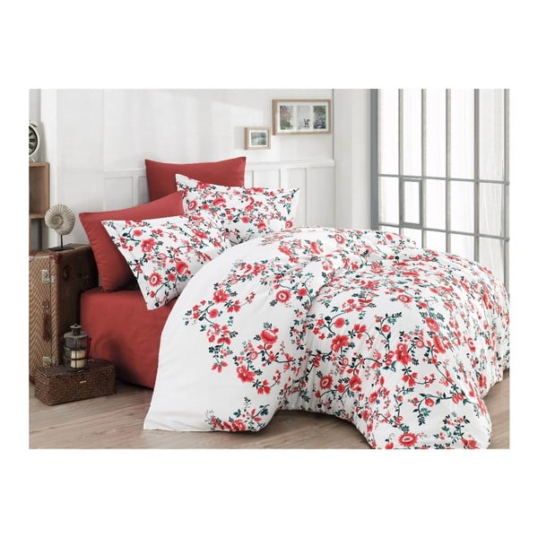 Set lenjerie de pat din bumbac pentru pat de o persoană Deluxe Satin Floria, 160 x 220 cm