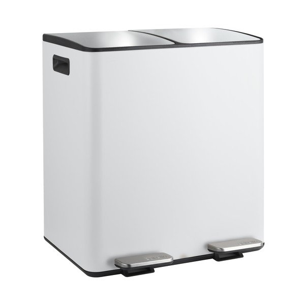 Coș de gunoi alb mat pentru reciclare/cu pedală 2x20 l din oțel   Aliya – Spirella
