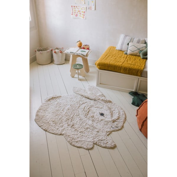 Covor pentru copii gri deschis lavabil/țesut manual din bumbac 130x135 cm Bunny – Lorena Canals-image-1