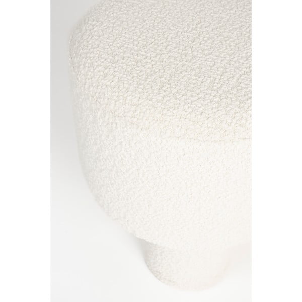 Taburet alb cu tapițerie din țesătură bouclé Marcos – White Label-image-2