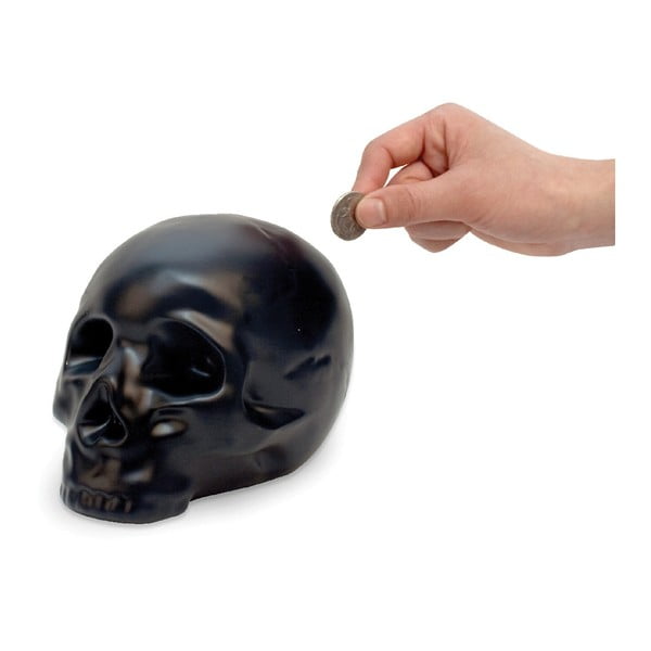 Pușculiță din ceramică Kikkerland Skull, negru