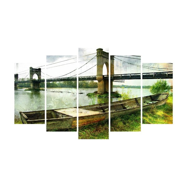 Tablou din mai multe piese pe pânză Abandoned Boat and Bridge