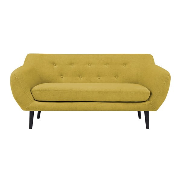 Canapea cu 2 locuri și picioare maro Mazzini Sofas Piemont, galben