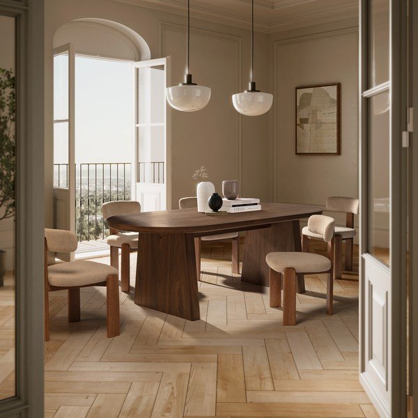 Scaune de dining crem 2 buc. tapițate Nadia – MOME-image-1