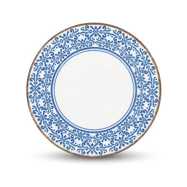Farfurie albă/albastră din porțelan ø 25 cm Azul – BonBistro