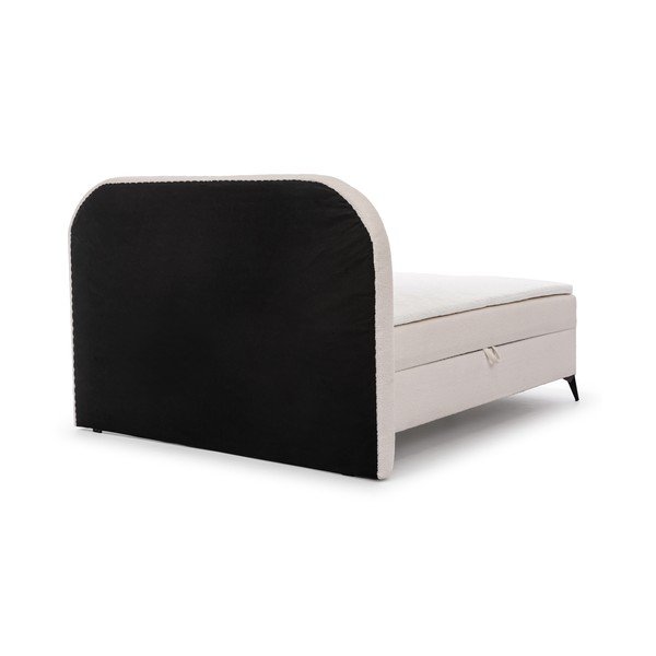 Pat boxspring alb cu spațiu de depozitare 160x200 cm Ornes – Ropez-image-4