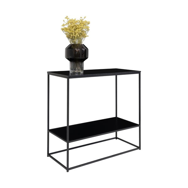 Masă consolă neagră cu blat negru 80x36 cm Vita – House Nordic-image-2