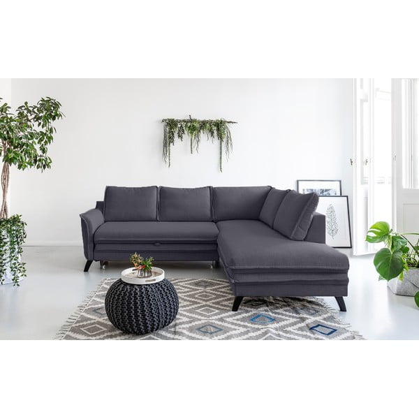 Colțar extensibil cu șezlong pe partea dreaptă Miuform Charming Charlie L, gri antracit-image-1