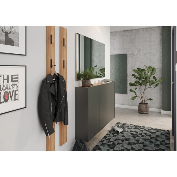 Dulap gri antracit cu aspect de lemn de stejar suspendat 138x87x25 cm Libbiano – Germania-image-1