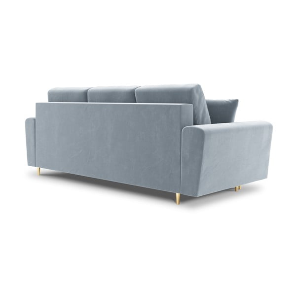 Canapea albastru-deschis extensibilă, cu spațiu de depozitare cu tapițerie din catifea 235 cm Kyoto – Cosmopolitan Design-image-3