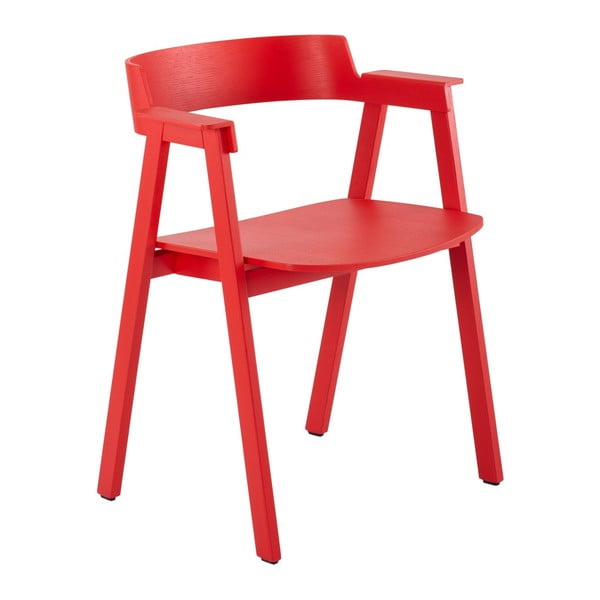 Scaun de dining roșu cu cotiere din lemn de stejar Flip – Gazzda