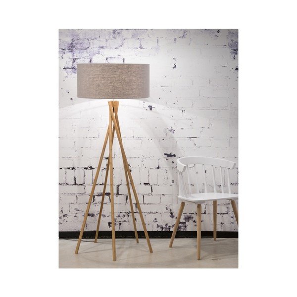 Lampadar din bambus Good&Mojo Kilimanjaro, abajur gri deschis-image-1