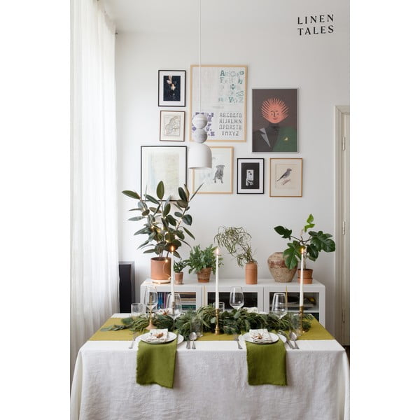 Față de masă din in Linen Tales Classic, 140 x 140 cm, alb-image-1