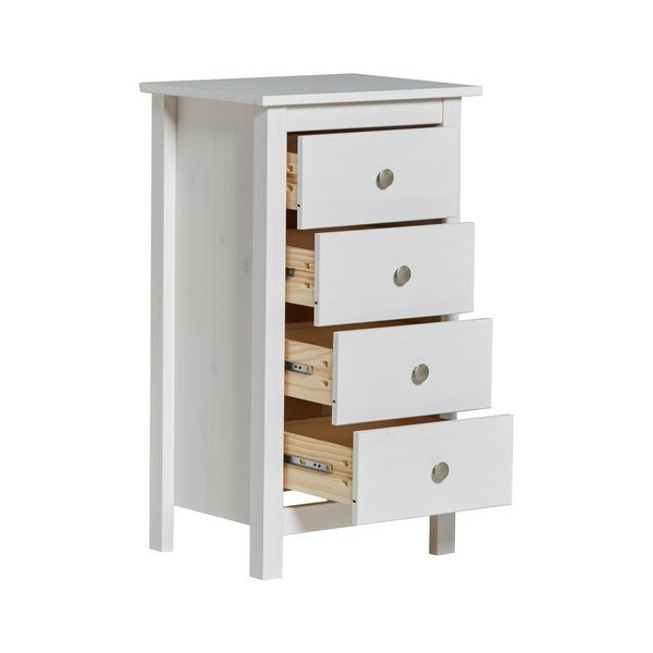 Comodă albă înaltă din lemn masiv de pin 46x80 cm Berna – Marckeric-image-3