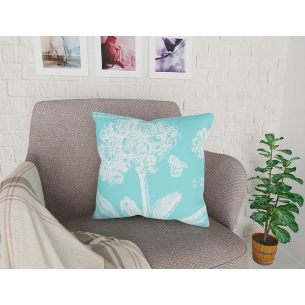 Față de pernă cu amestec din bumbac Vitaus Panento, 43 x 43 cm, turcoaz-image-1