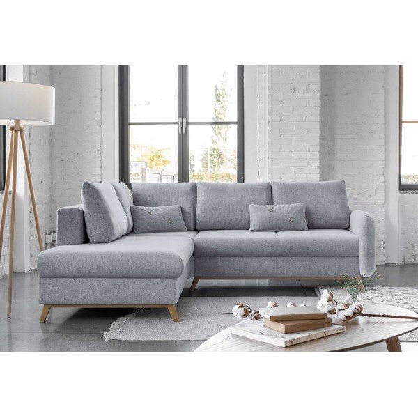 Colțar extensibil cu șezlong pe partea stângă Miuform Scandic Lagom L, gri deschis-image-1