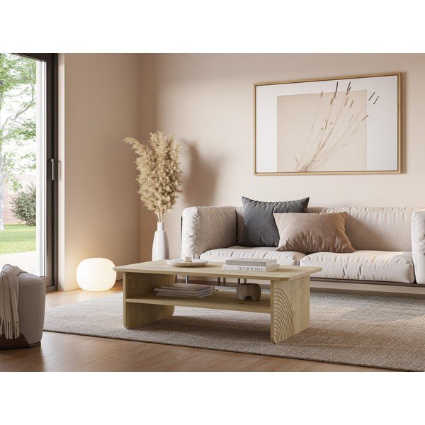 Măsuță de cafea în culoare naturală cu blat cu aspect de lemn de stejar 60x110 cm Daira – Marckeric-image-1