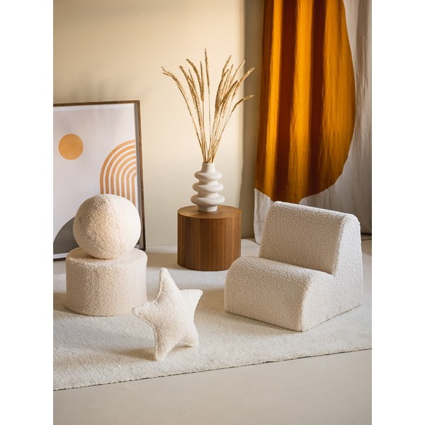 Fotoliu de copii crem cu tapițerie din țesătură bouclé Cloud – Wigiwama-image-4