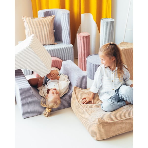 Set de joacă din spumă albastru din catifea reiată 75x49x37 cm Rainbow Montessori – Wigiwama-image-2