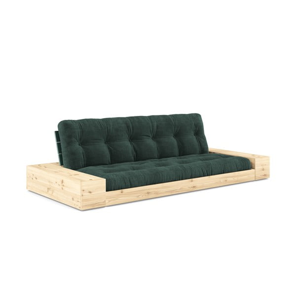 Canapea verde-închis extensibilă cu tapițerie din catifea reiată  244 cm Base – Karup Design