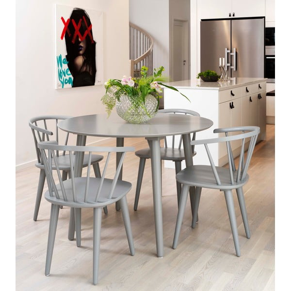 Scaun de dining din lemn de arbore de cauciuc Rowico Carmen, gri deschis-image-1