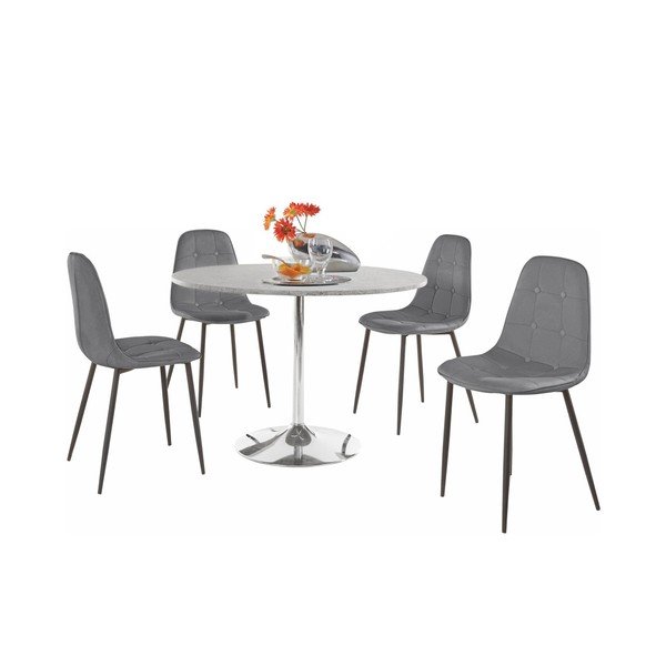 Set masă rotundă cu 4 scaune Støraa Terri Concrete, gri-image-1