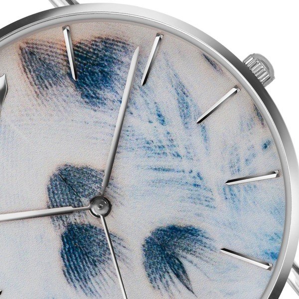 Ceas damă din piele Emily Westwood Feather White, albastru-image-2