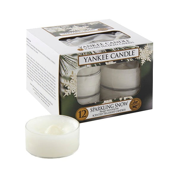Set 12 lumânări parfumate Yankee Candle Sparkling Snow, timp de ardere 4 h