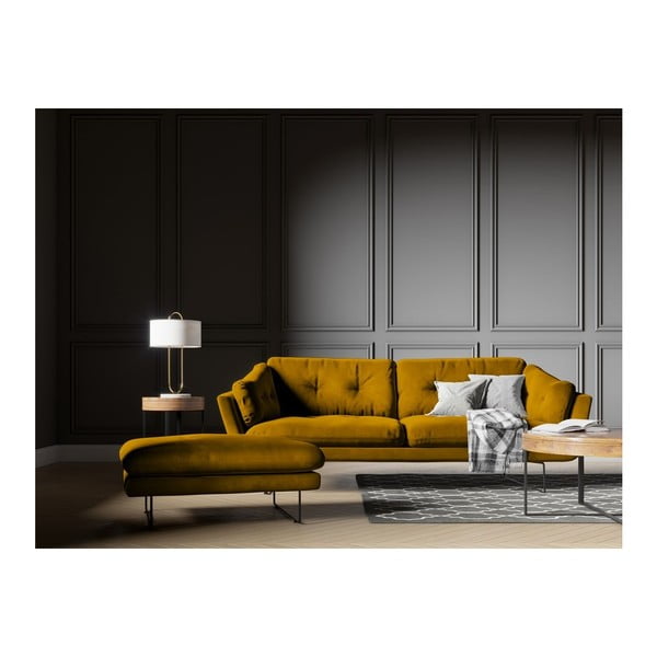 Puf cu tapițerie de catifea Windsor & Co Sofas Gravity, galben-image-3