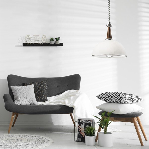 Lustră argintie/maro închis cu abajur din sticlă ø 30 cm Ciara – LAMKUR-image-2