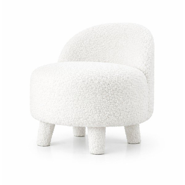 Fotoliu pentru copii alb cu tapițerie din stofă bouclé Moouv – Artie