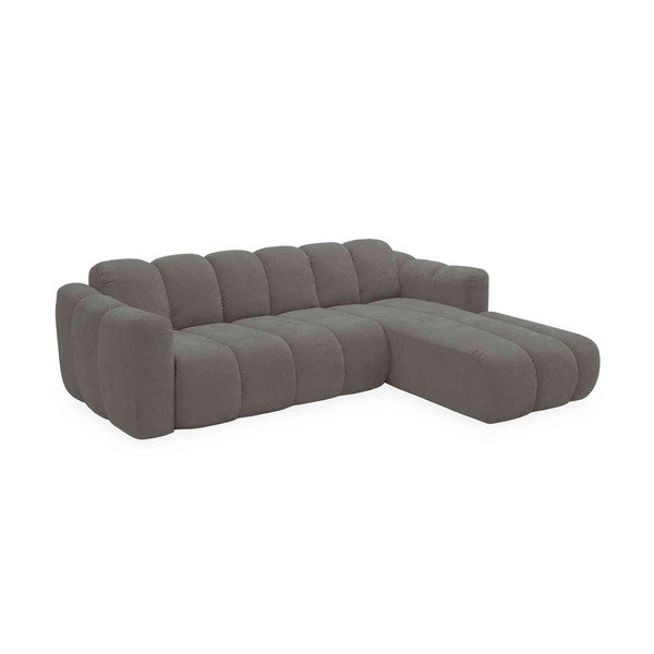 Colțar gri extensibil cu tapițerie din chenille (cu colț pe partea dreaptă) Michell – Miuform
