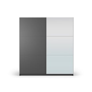 Dulap gri închis cu oglindă și uși glisante 200x215 cm Lisburn - Cosmopolitan Design