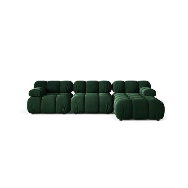 Colțar modular verde închis cu tapițerie din catifea (cu colț pe partea dreaptă/cu șezlong) – Micadoni 